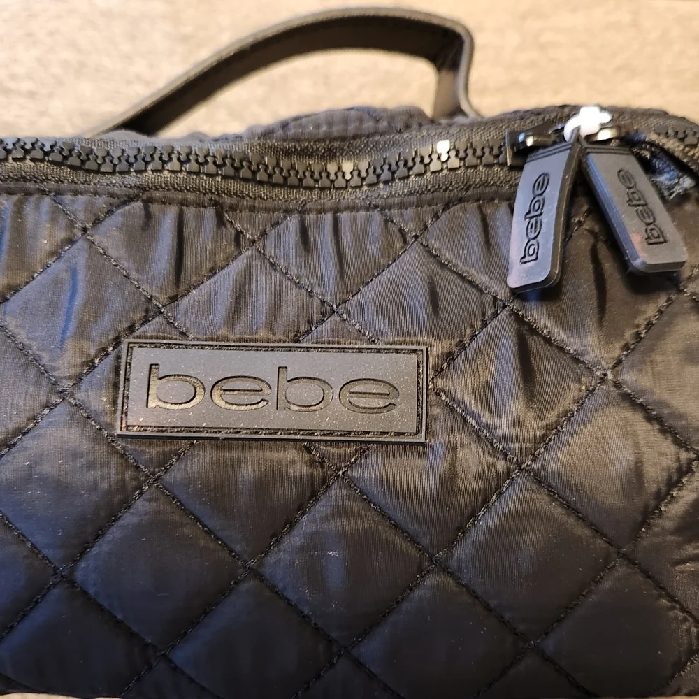 Bebe Black Quilted Women's Cosmetic Bag